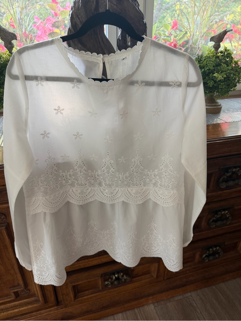 Petallush White Eyelet Peasant Top
